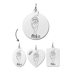 Zilveren Hanger met Hondenras Labradoodle + Naam Graveren