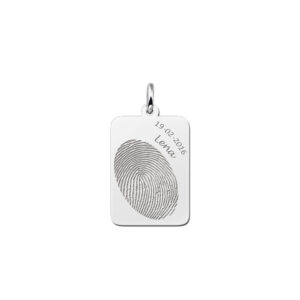 Names4ever Zilveren Dog Tag Hanger met Vingerafdruk