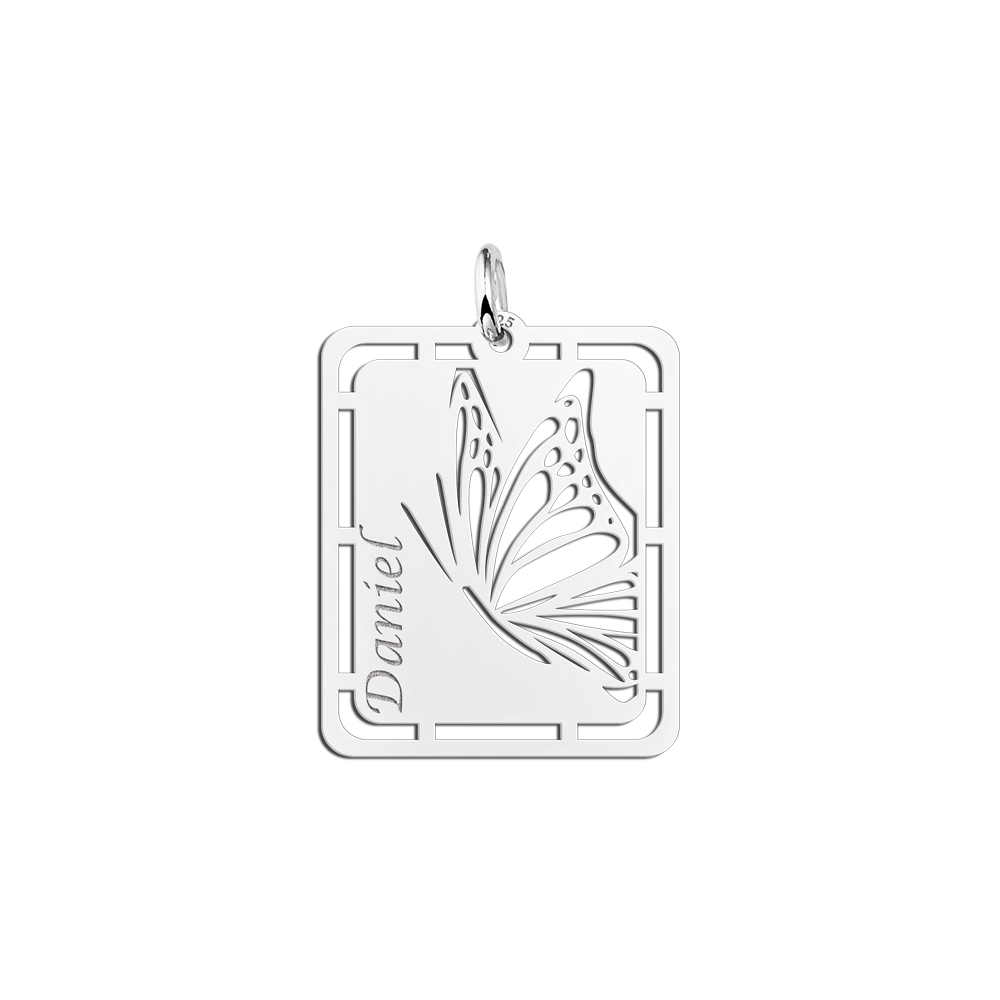 Zilveren hanger vlinder graveren met naam - Names4ever