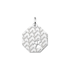 Zilveren hondenpoot graveerplaat met naamgravure - Names4ever