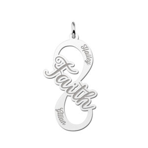 Names4ever Faith Infinity Hanger van Zilver - Graveer Sieraad