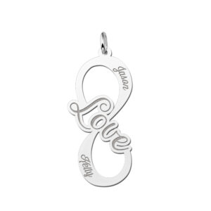 Names4ever Love Infinity Hanger van Zilver - Graveer Sieraad