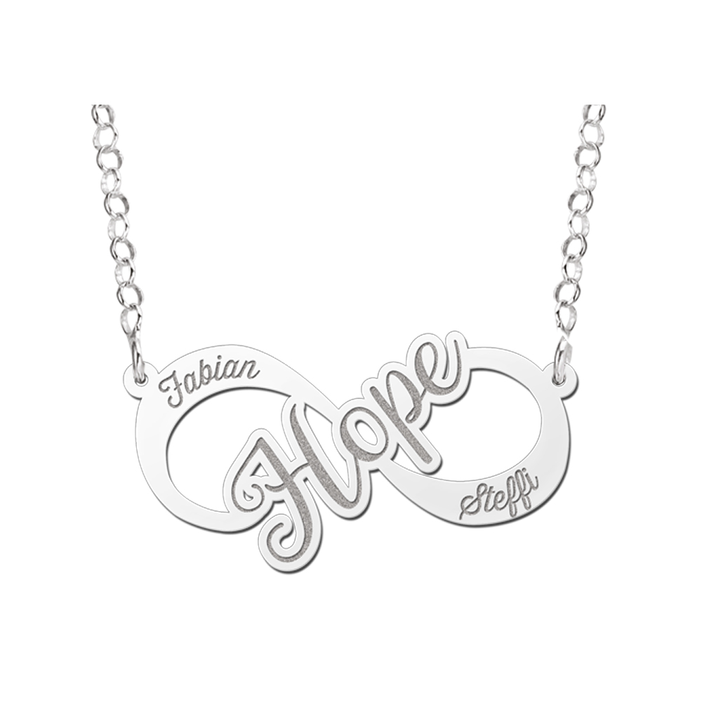 Names4ever Hope Infinity Ketting van Zilver - Graveer Sieraad