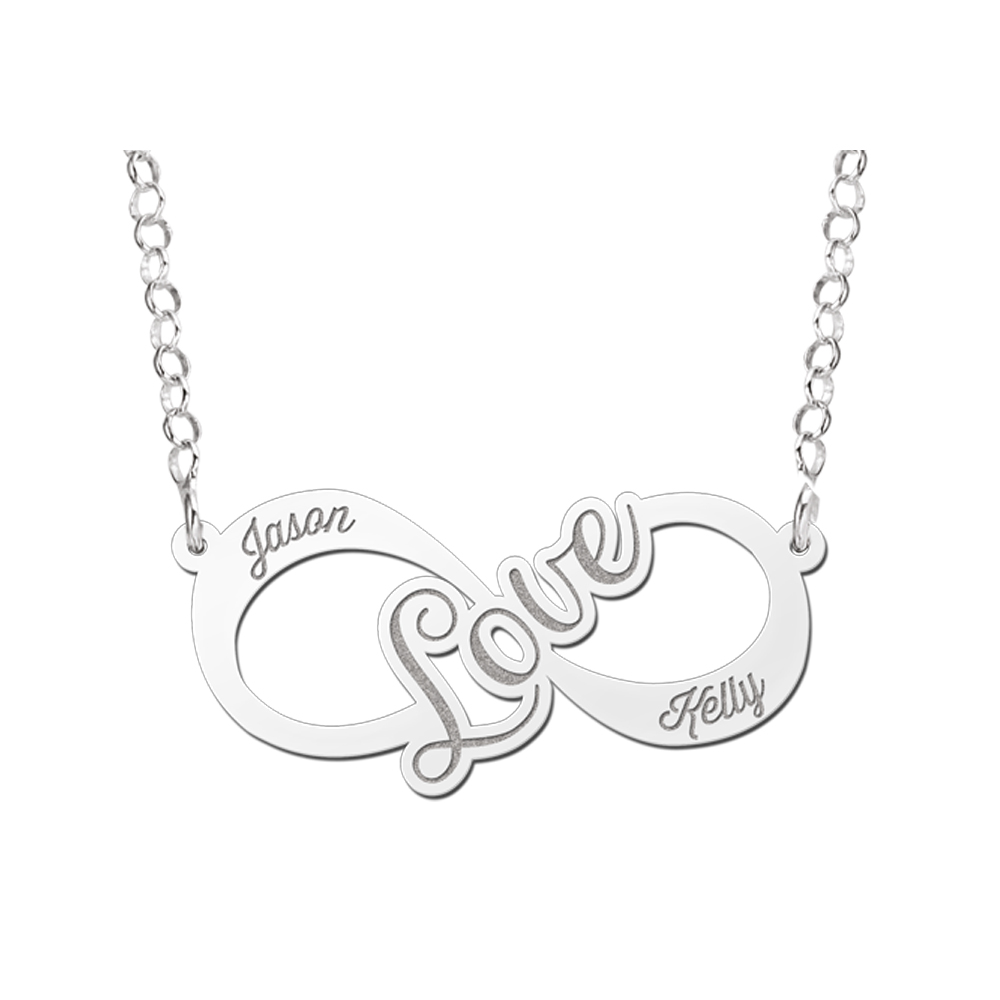 Names4ever Love Infinity Ketting van Zilver - Graveer Sieraad