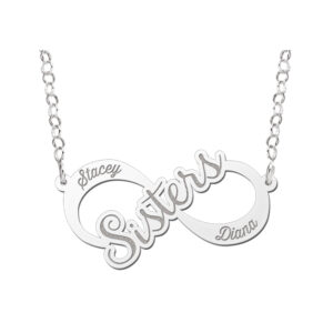 Names4ever Sisters Infinity Ketting van Zilver - Graveer Sieraad