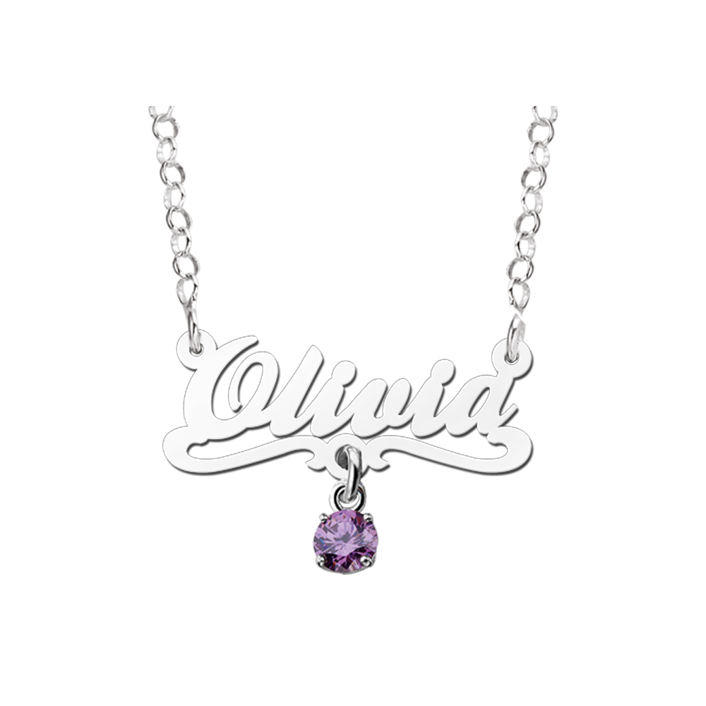 Zilveren kinder naamketting model Olivia - Names4ever