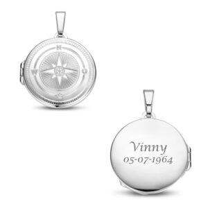 Zilveren Ronde Kompas Medaillon van Names4ever