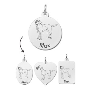 Zilveren Hanger met Hond Labrador + Naam Graveren