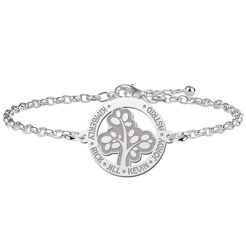 Zilveren Armband met Opengewerkte Basic Levensboom Naamhanger > Names4ever