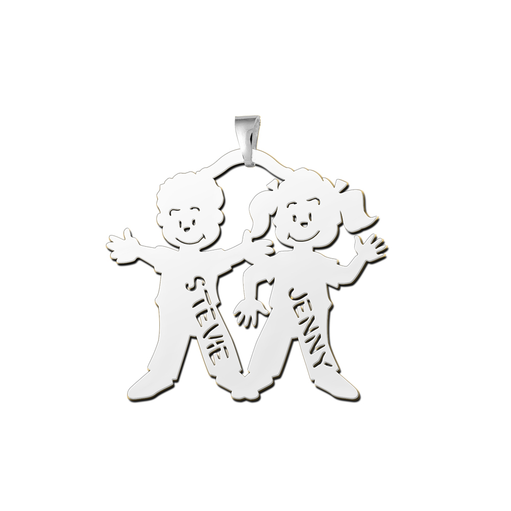Names4ever Jongen en Meisje Naam Hanger van Zilver