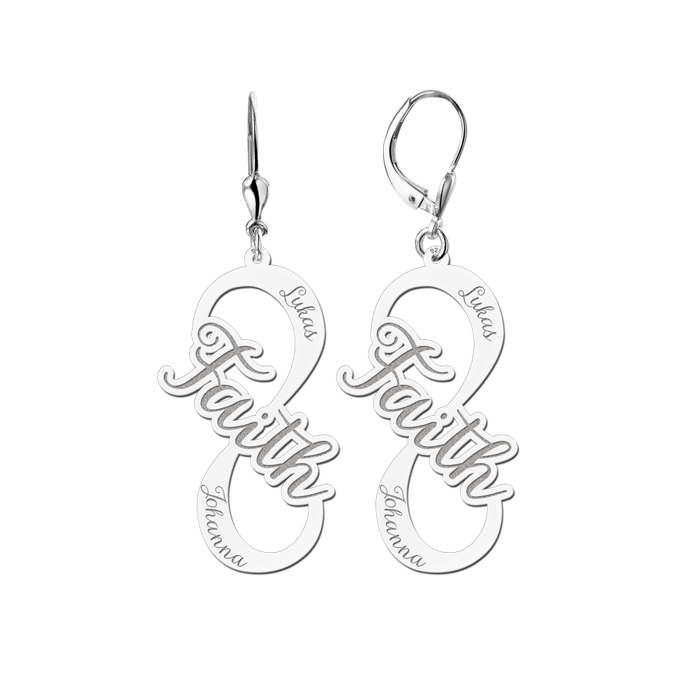 Names4ever Zilveren Infinity “Faith” Oorbellen