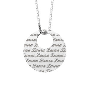 Zilveren naamhanger repeat rond met collier 45-50cm - Names4ever