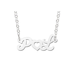 Names4ever Initialen Zilveren Naamketting + Hart