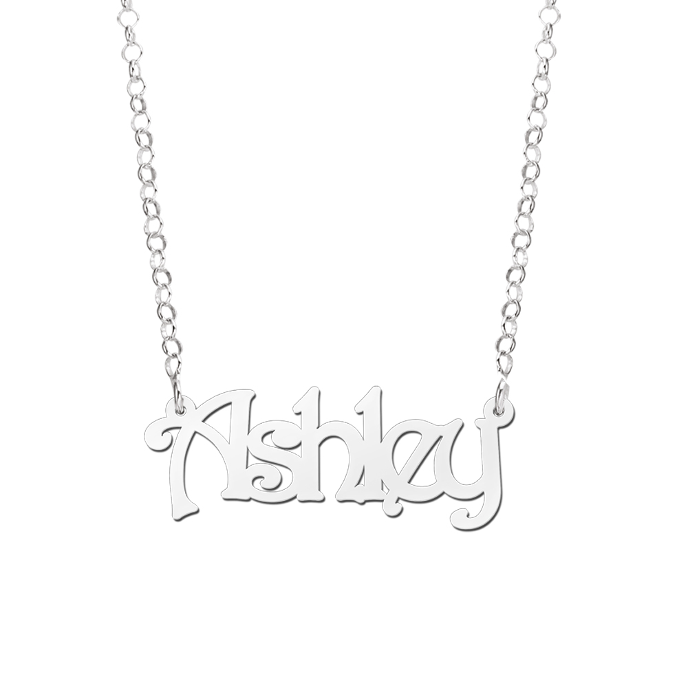 Names4ever Ashley Stijl Zilveren Naamketting