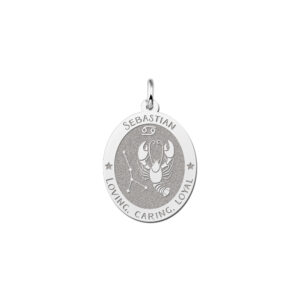 Ovale Kreeft Sterrenbeeld Hanger van Zilver – Names4ever