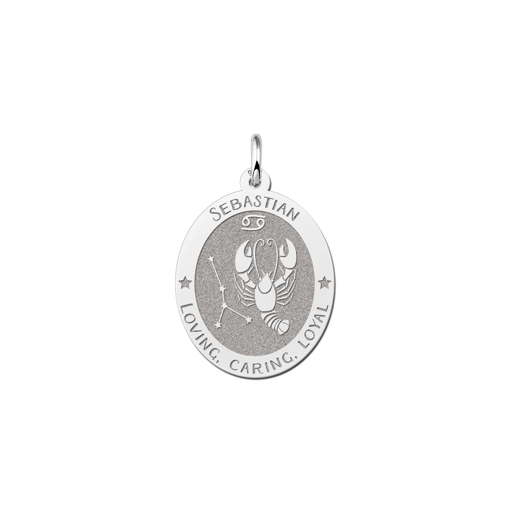 Ovale Kreeft Sterrenbeeld Hanger van Zilver – Names4ever