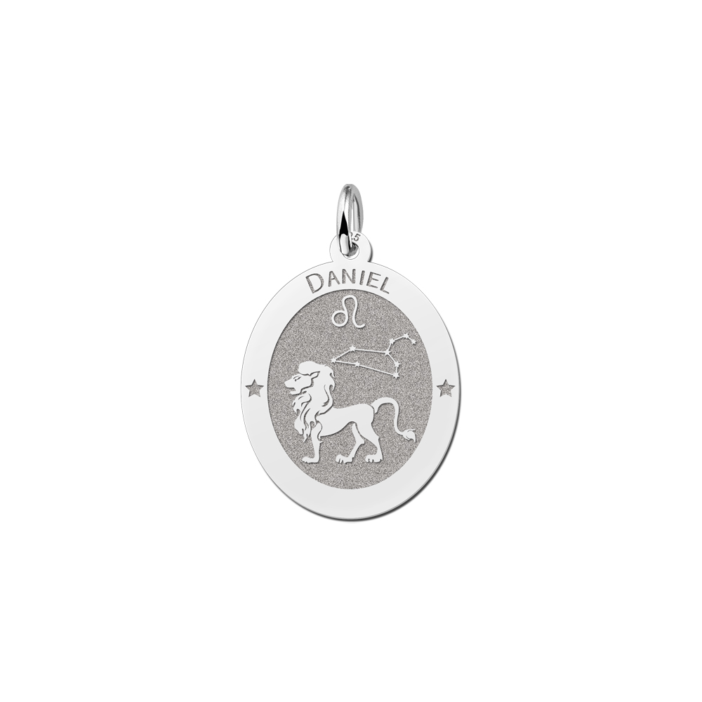 Ovale Leeuw Sterrenbeeld Hanger van Zilver – Names4ever