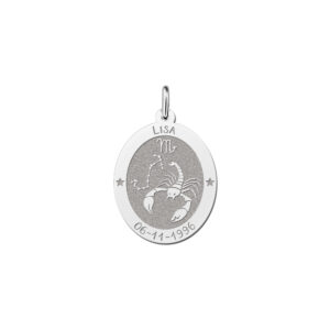 Ovale Schorpioen Sterrenbeeld Hanger van Zilver – Names4ever
