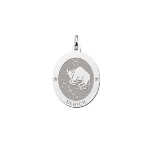Ovale Stier Sterrenbeeld Hanger van Zilver – Names4ever