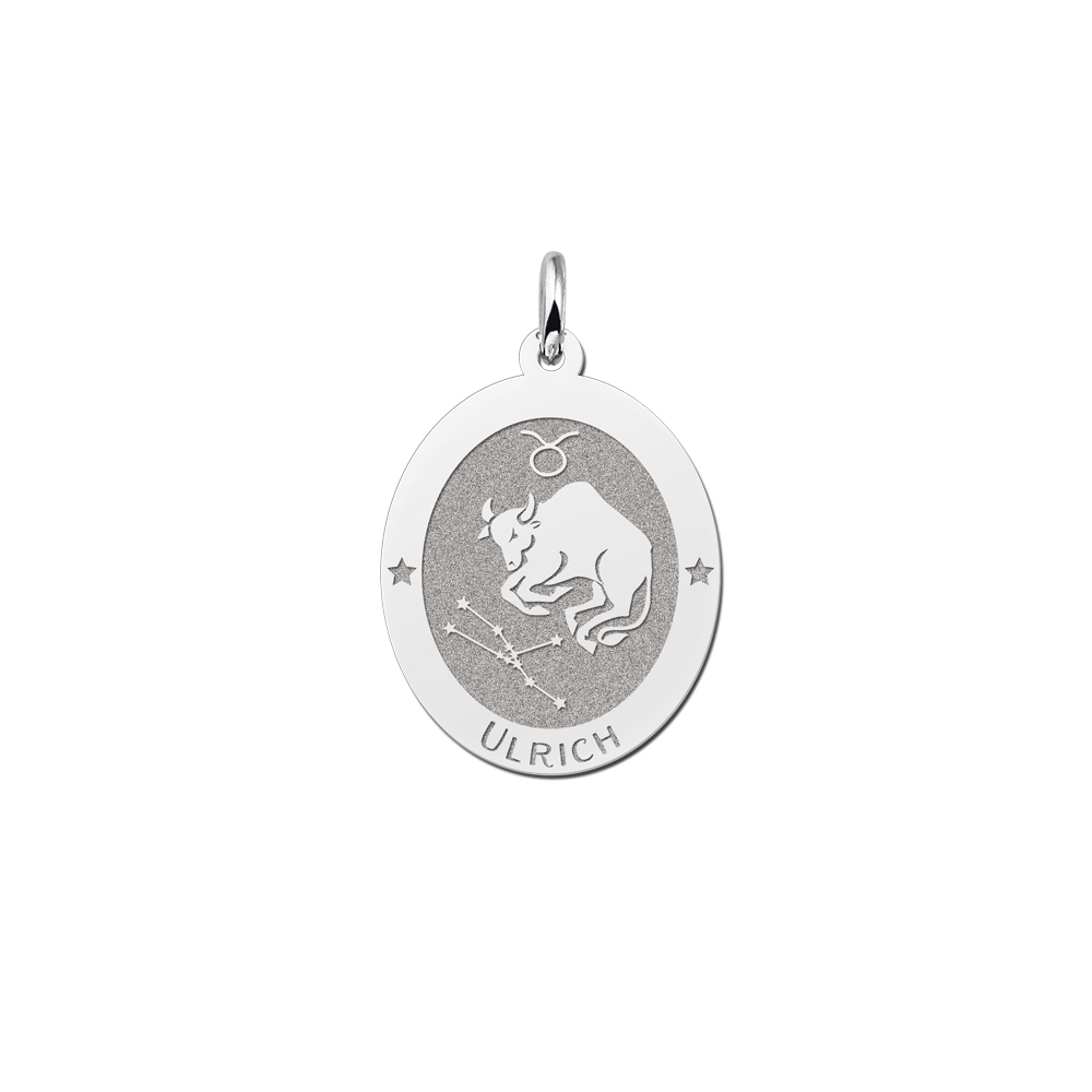 Ovale Stier Sterrenbeeld Hanger van Zilver – Names4ever