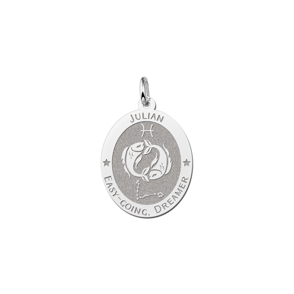 Ovale Vissen Sterrenbeeld Hanger van Zilver – Names4ever