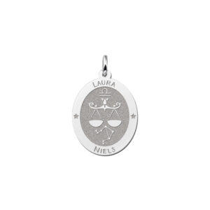 Ovale Weegschaal Sterrenbeeld Hanger van Zilver – Names4ever