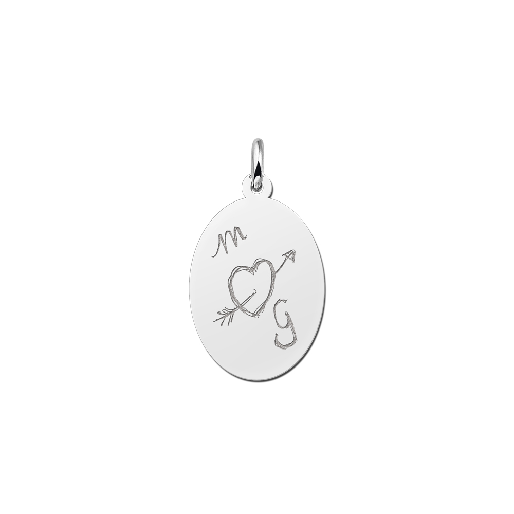 Names4ever Zilveren Ovale Graveer Hanger met eigen tekst