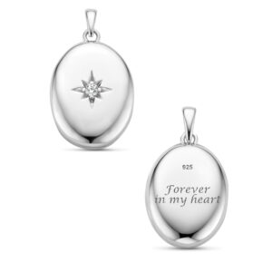 Zilveren Ovaal Medaillon met Zirkonia van Names4ever