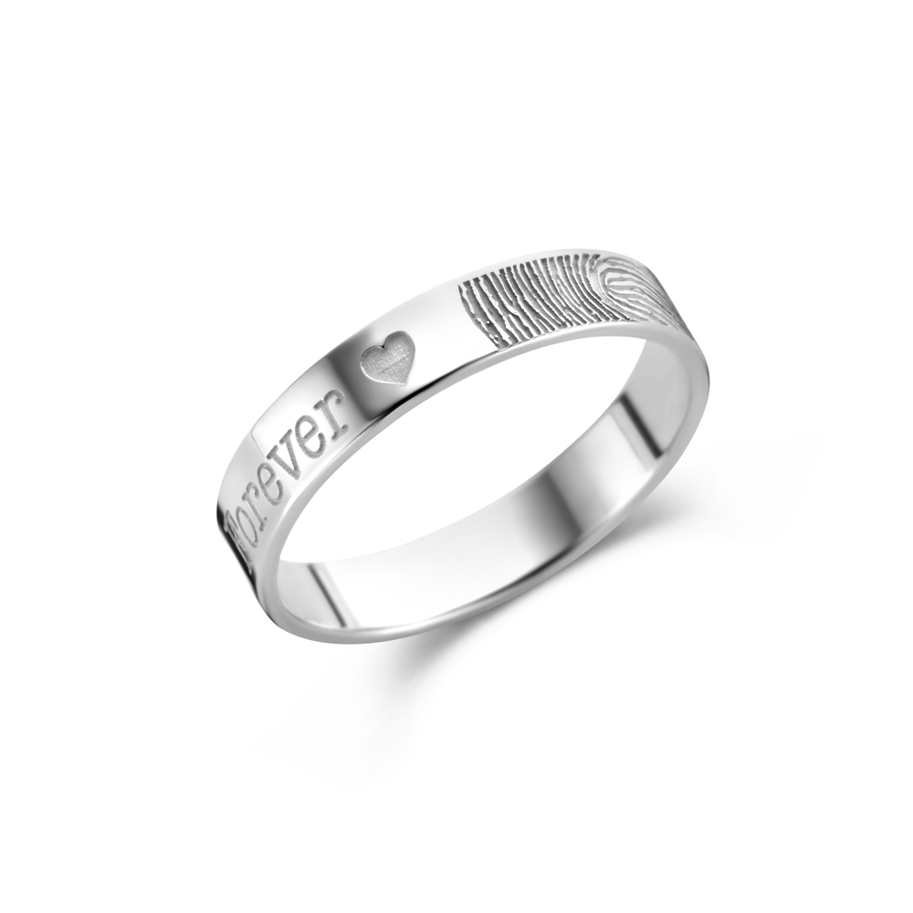 Zilveren Vingerafdruk Ring + Naam van Names4ever