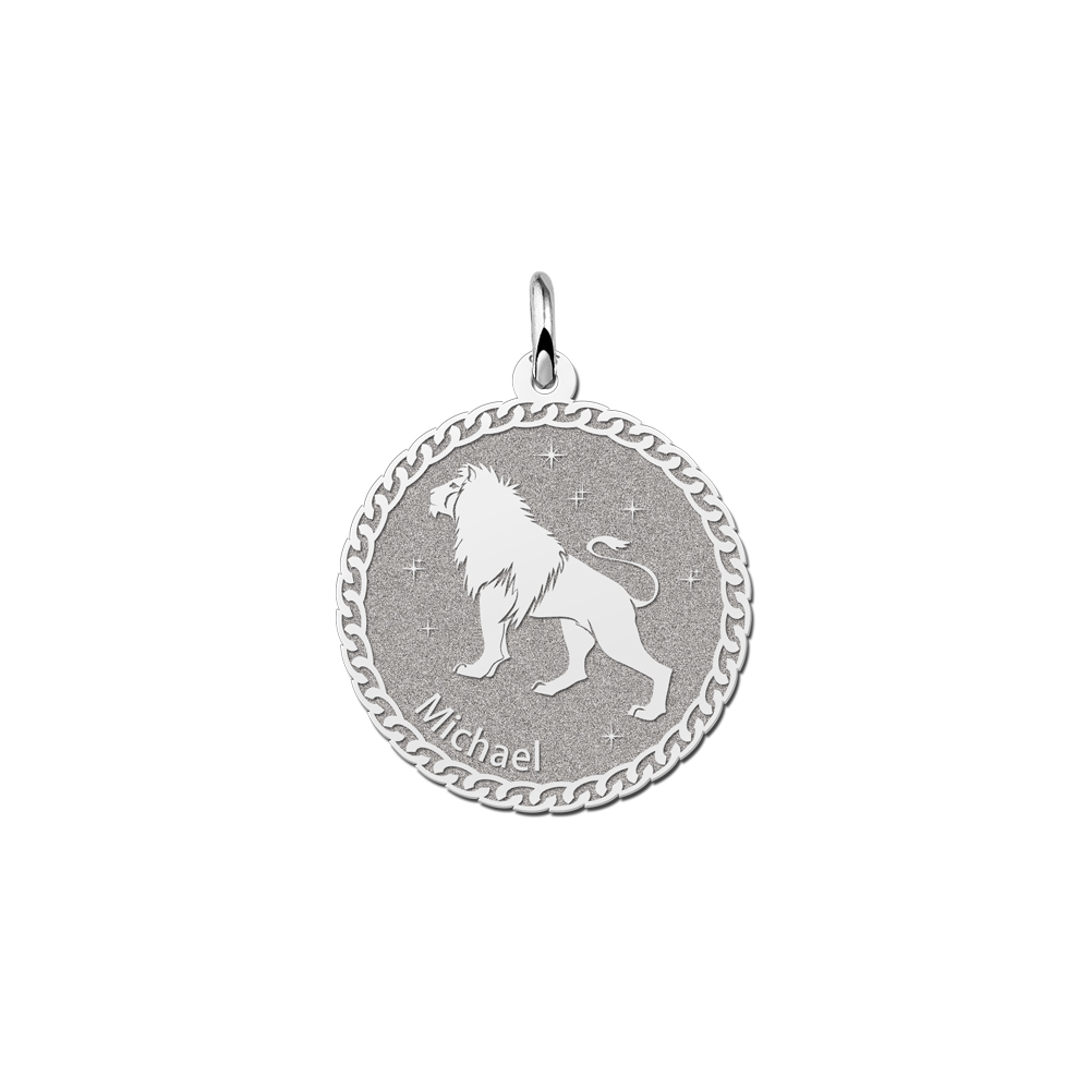 Names4ever Ronde Leeuw Sterrenbeeld Hanger van Zilver