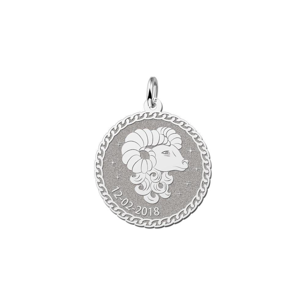 Names4ever Ronde Ram Sterrenbeeld Hanger van Zilver