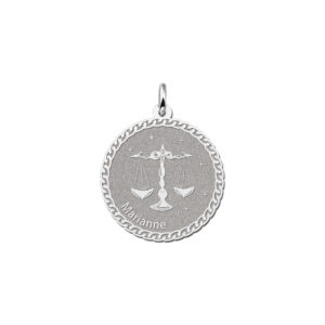 Names4ever Ronde Weegschaal Sterrenbeeld Hanger van Zilver