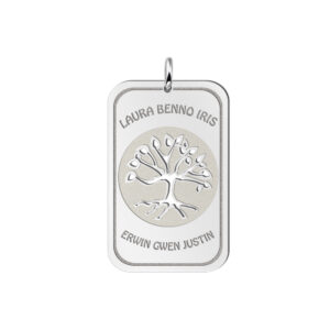 Names4ever Tree of Life Dog Tag Hanger van Zilver + Graveer Tekst