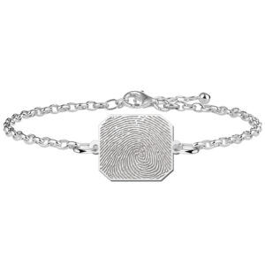 Zilveren Armband met Achthoekig Plaatje voor een Pootafdruk