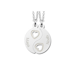 Names4ever Zilveren Yin Yang Breekhanger met Namen en Hartjes van Names4ever