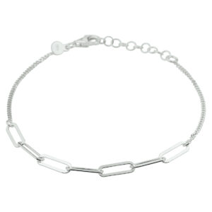 Schakelarmband met open schakels | Gerhodineerd zilver | 17 + 2 cm
