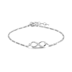 Zilveren armbandje met infinity teken en zirkonia's