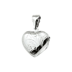 Medaillon hartvormig met foto en decoratief patroon | 925 sterling | Zilver