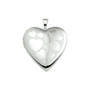 Medaillon met foto en gegraveerde hartjes | 925 sterling | Zilver