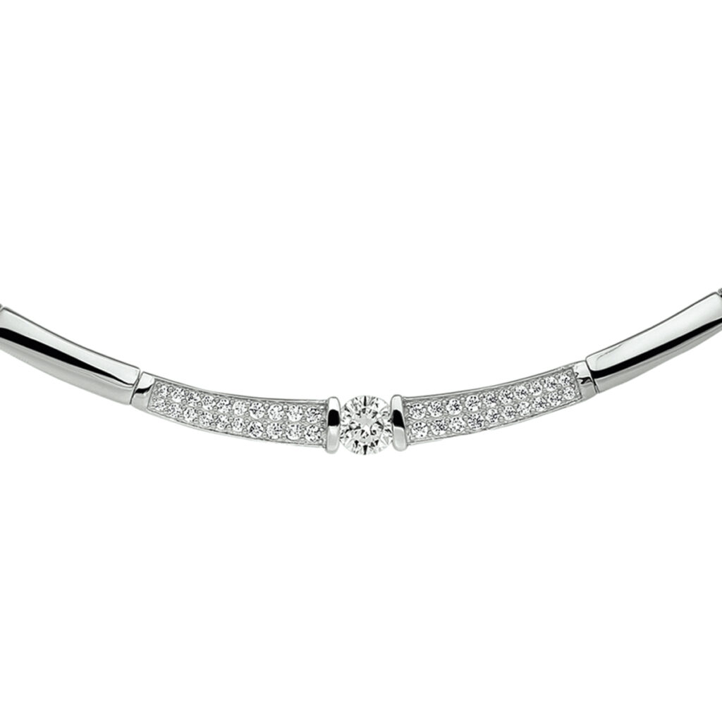 Zilveren Collier met Luxueus Zirkonia Kopstuk | 42 + 3 cm | 925 Sterling Zilver