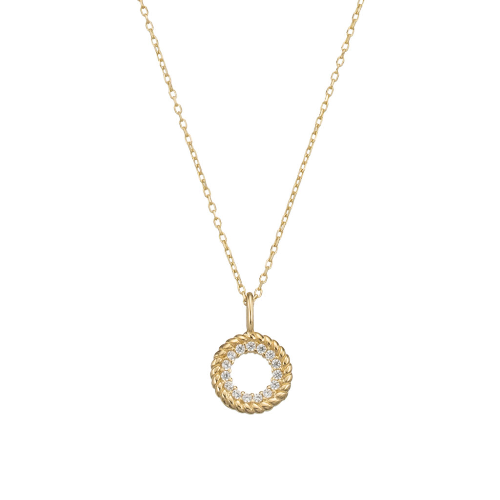 Gouden collier met open geribbelde ringen | 14 karaat | Geelgoud