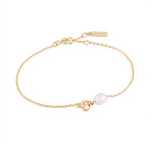 Ania Haie Pearl Power Armband | Goudkleurig | 16,5 + 2 cm | 925 Sterling Zilver