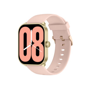Dames smartwatch | Goudkleurige kast met Roze siliconen band | SMARTY2.0