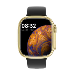 Dames smartwatch | Goudkleurige kast met Zwarte siliconen band | SMARTY2.0